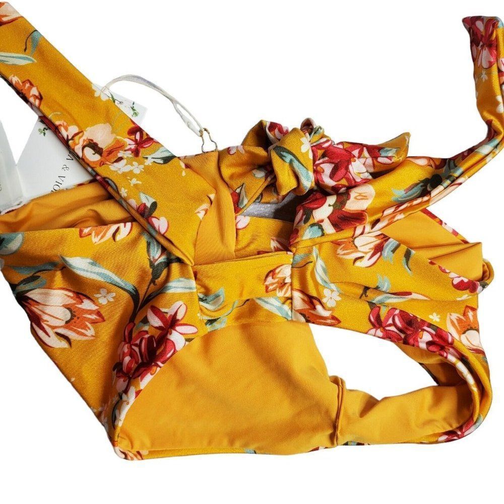 Chelsea & Violet Floral 2 Piece Swimsuit Size xs Bikini Top Side Tie Hipster - Picture 9 of 11